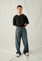 Box Cargo Pocket Baggy Fit - Denim Stone Wash