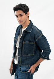 Oversized Denim Shirt - Dark Blue