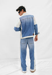 Denim Jacket - Light Blue & White