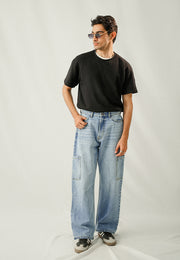 Box Cargo Pocket Baggy Fit - Mid Blue Wash