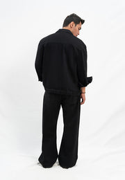 Cropped Fit Denim Jacket - Black