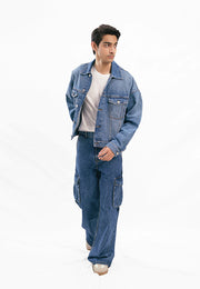 Basic Oversized Jacket - Denim Blue