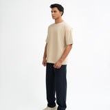 Airy Cotton Oversized T-Shirt - Cream Beige