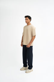 Airy Cotton Oversized T-Shirt - Cream Beige