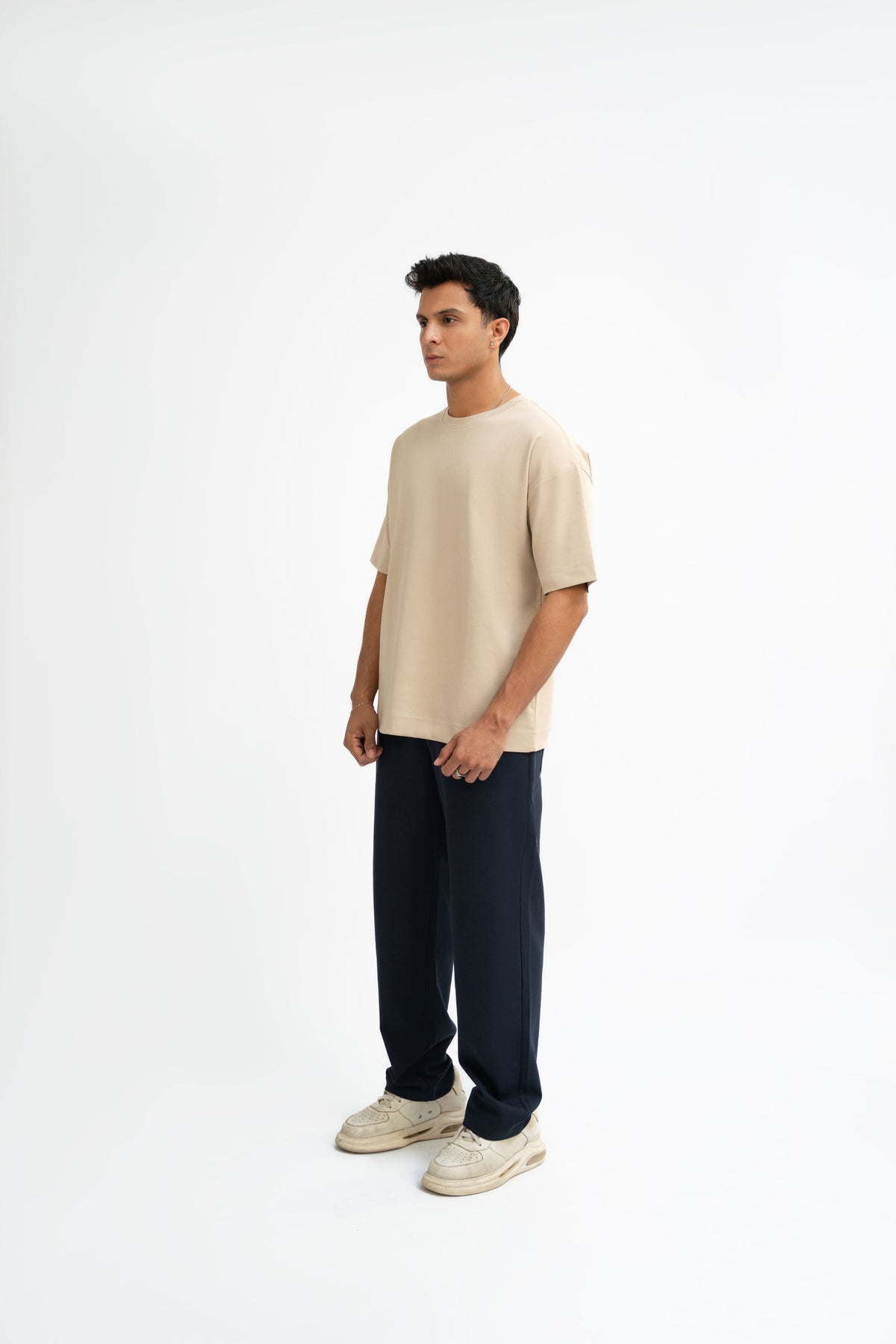 Airy Cotton Oversized T-Shirt - Cream Beige
