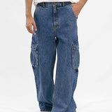 Flare Fit Cargo Pockets - Denim Blue
