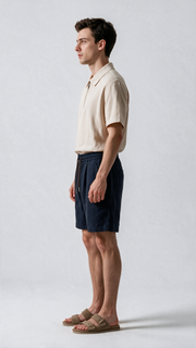 Linen Shorts - Smoky Blue