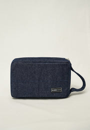 Denim Travel Accessory Pouch - Blue