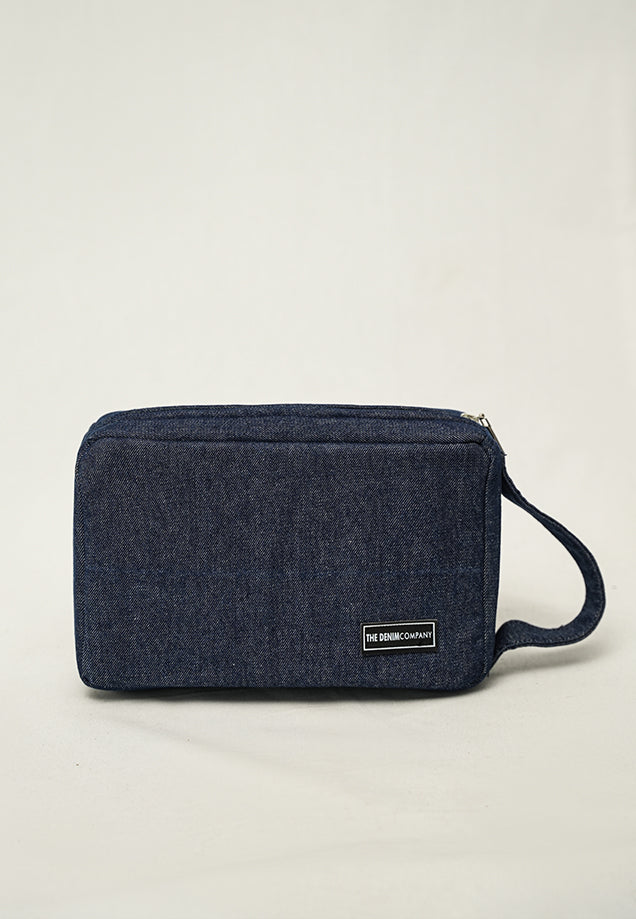 Denim Travel Accessory Pouch - Blue