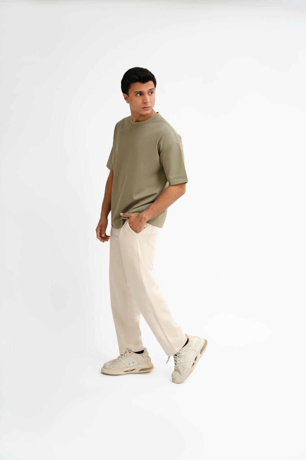 Airy Cotton Oversized T-Shirt - Sage Green