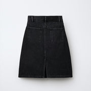 DENIM MIDI SKIRT - BLACK