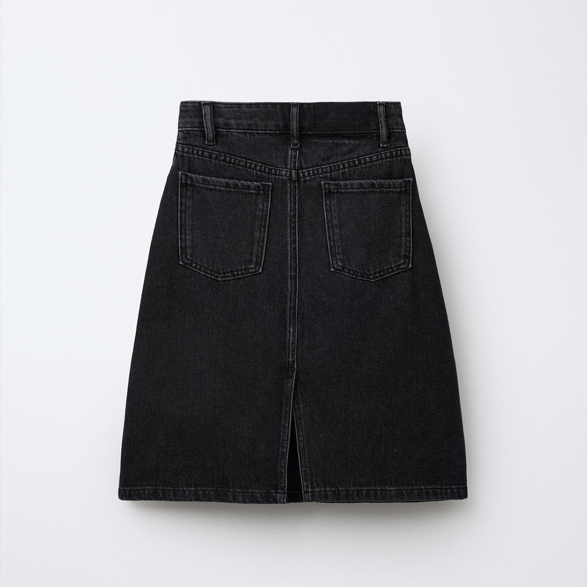 DENIM MIDI SKIRT - BLACK