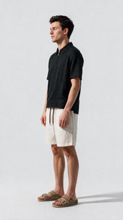 Quarter Zip Polo - Black