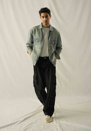 Relax Fit Zip Up Over Shirt  - Tint Over Dyed