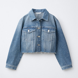 Shiny Studs Denim Jacket – Faded Mid Blue