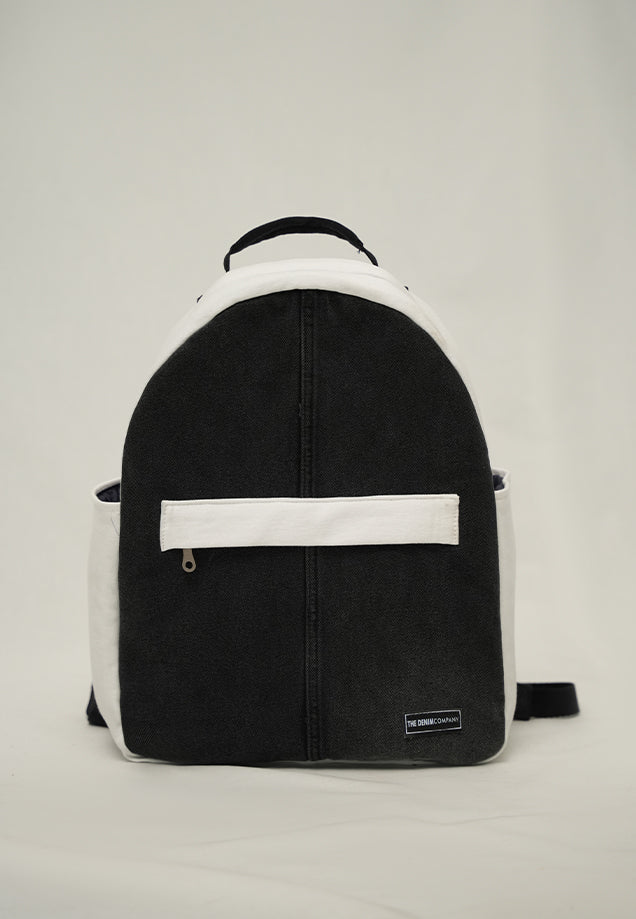 Double Zip Backpack - Black & White