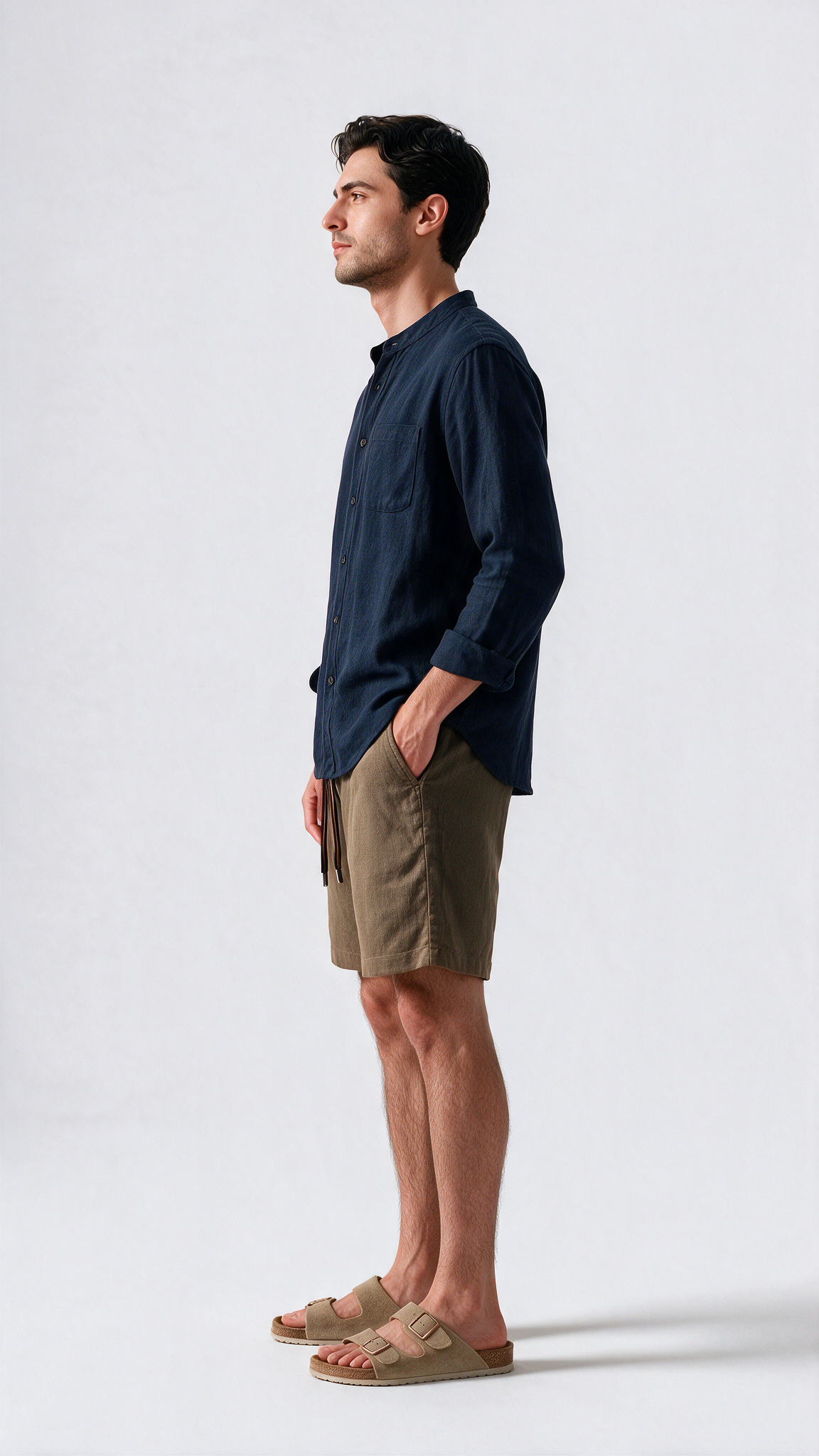 Linen Shorts - Olive Green