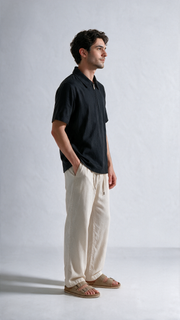 Fluid Linen Casual Pants - Off White