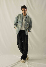 Relax Fit Zip Up Over Shirt  - Tint Over Dyed