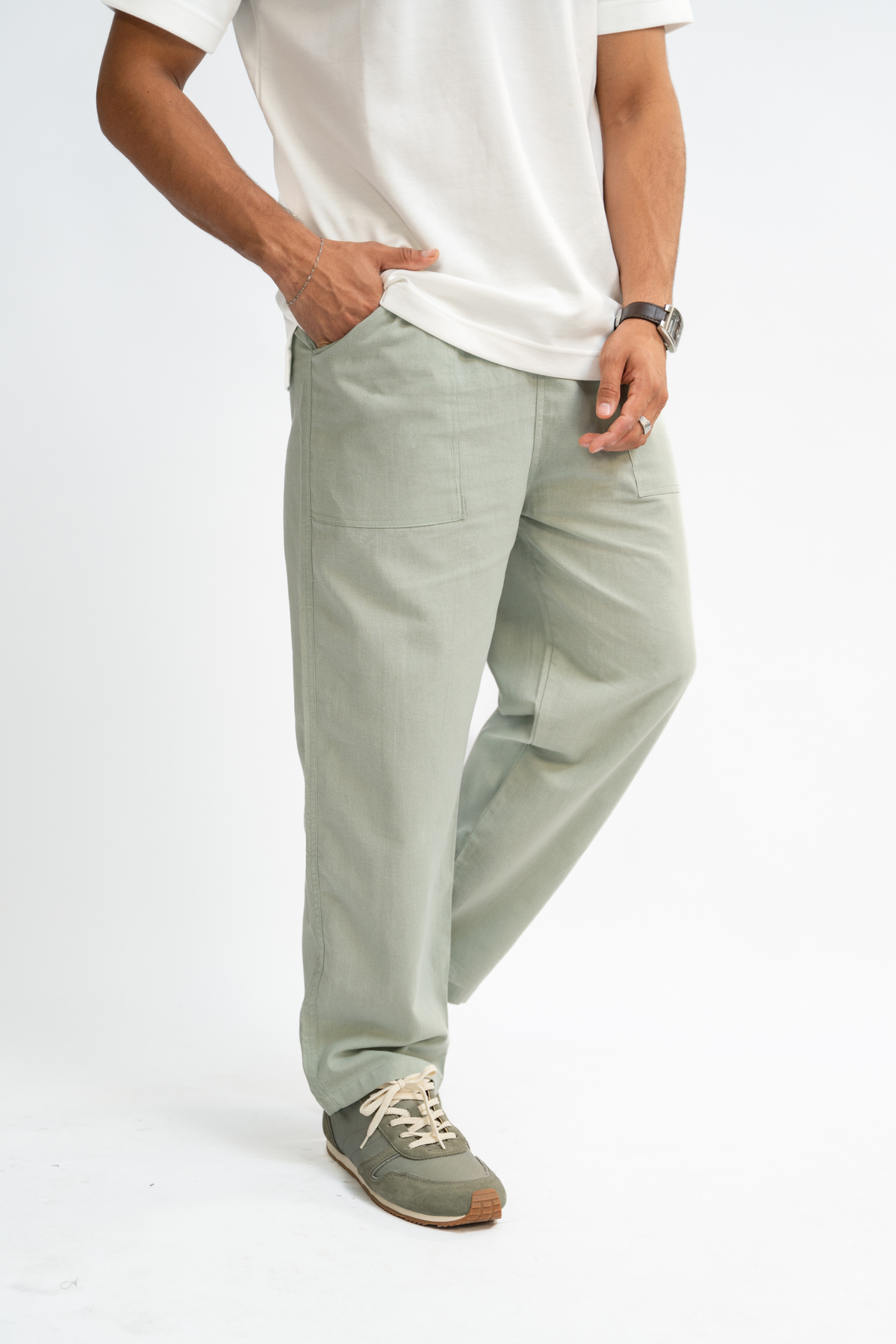 Linen Pants - Mint Grey