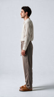 Dress Linen Pant - Ivory Brown