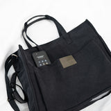 Oversized Denim Laptop Bag - Black
