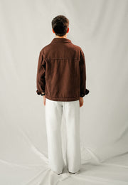 100% Cotton Denim Jacket - Brown Over Dyed