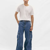 Flare Fit Cargo Pockets - Denim Blue