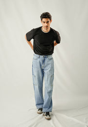 Box Cargo Pocket Baggy Fit - Mid Blue Wash