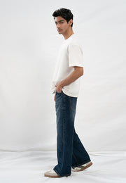 Straight Fit Wide Leg Jeans - Dark Blue