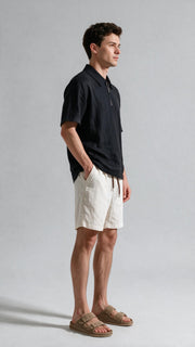 Quarter Zip Polo - Black