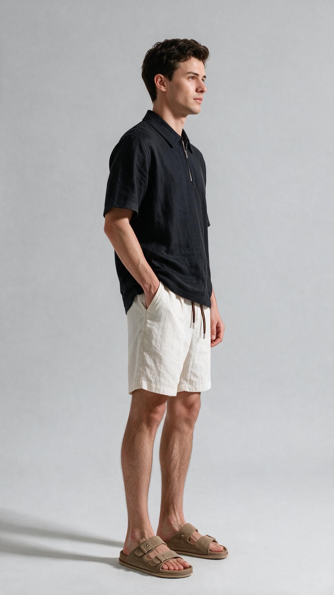 Quarter Zip Polo - Black