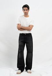 Technical Wide Leg Jeans - Black