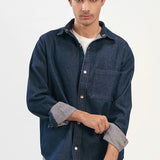 Relaxed Fit Denim Shirt Raw - Denim Blue
