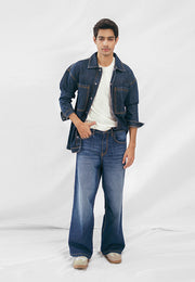 Oversized Denim Shirt - Dark Blue