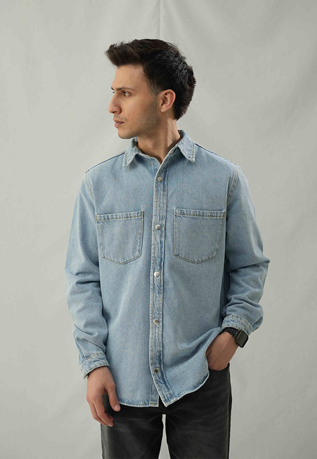 Denim Shirt  - Faded Light Blue