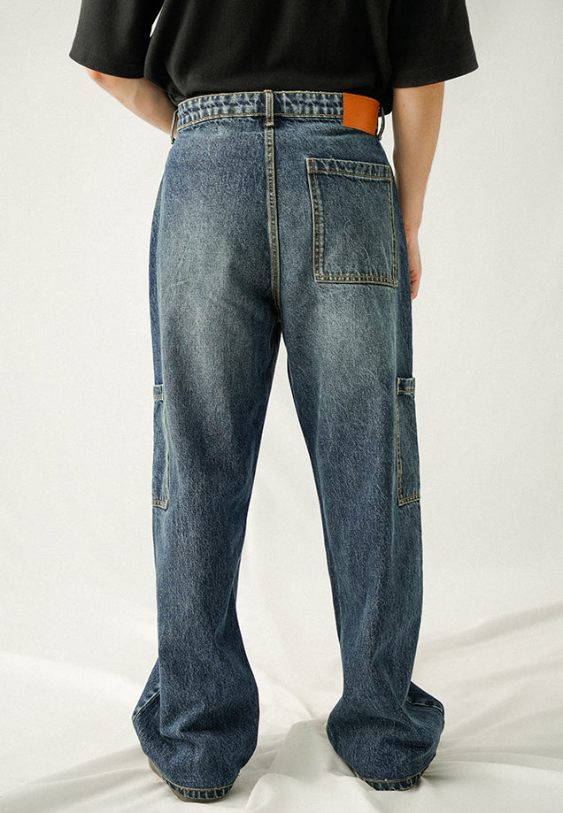 Box Cargo Pocket Baggy Fit - Denim Stone Wash