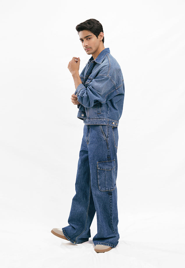 Basic Oversized Jacket - Denim Blue
