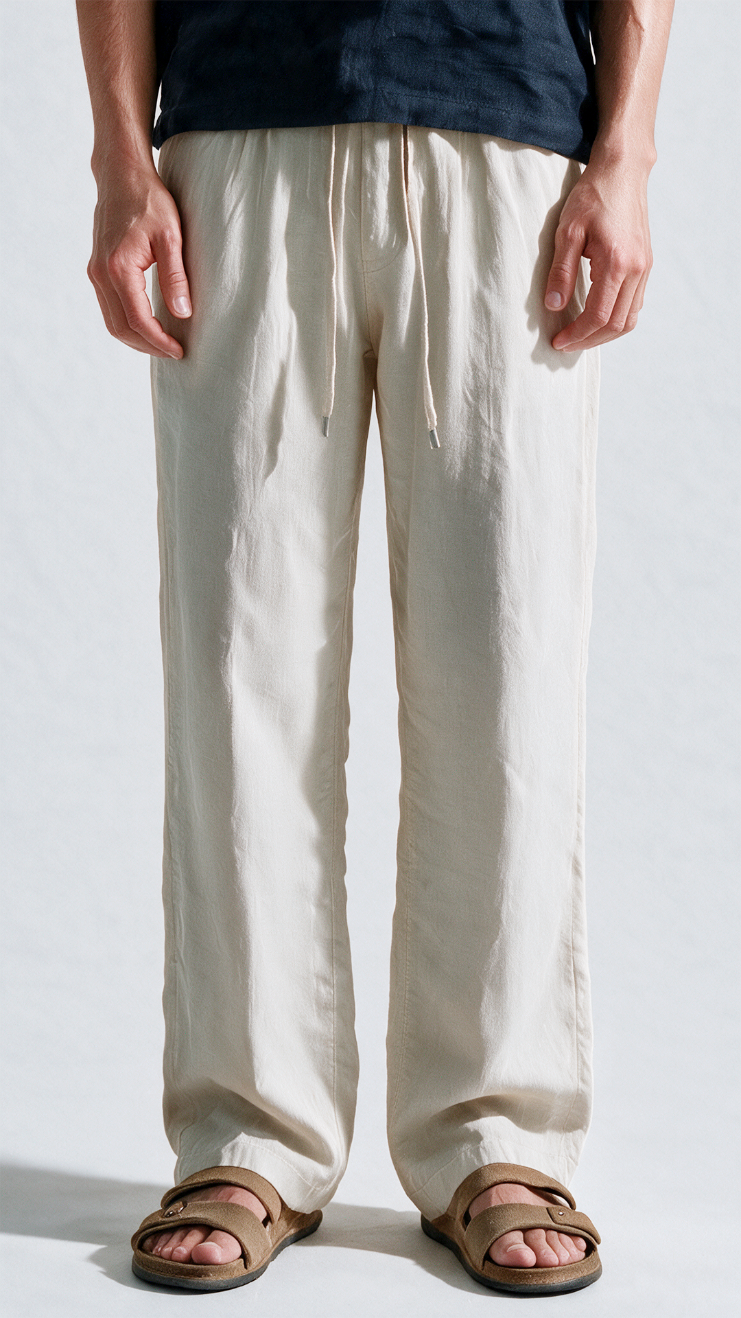 Fluid Linen Casual Pants - Off White