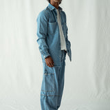 Denim Over Shirt With Pockets - Mid Blue