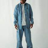 Denim Over Shirt With Pockets - Mid Blue