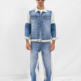 Denim Twin Set - Light Blue & White