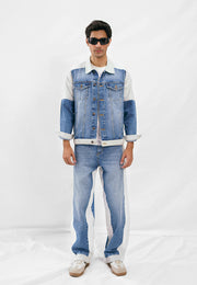Denim Jacket - Light Blue & White