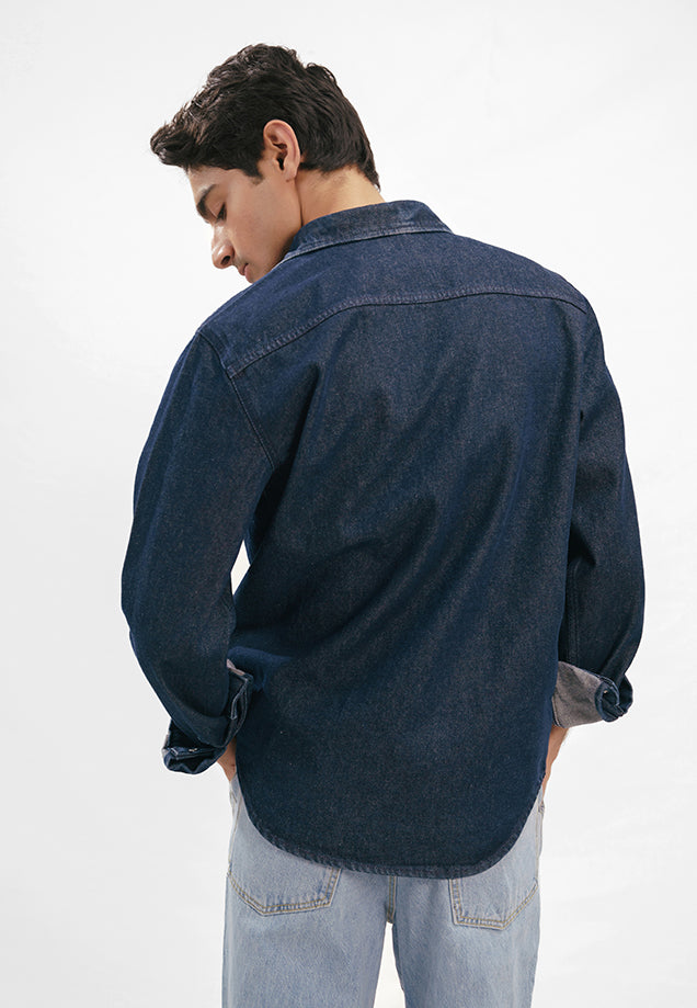 Relaxed Fit Denim Shirt - Raw Denim Blue