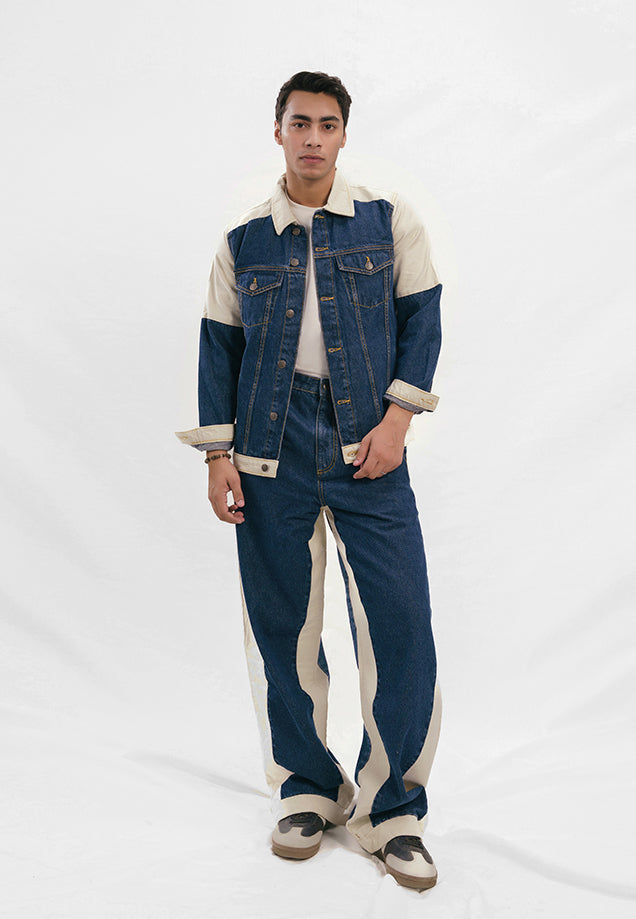 Denim Jacket - Blue & White