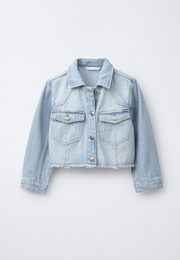 Shiny Studs Denim Jacket – Faded Light Blue