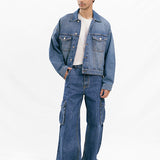 Basic Oversized Jacket - Denim Blue