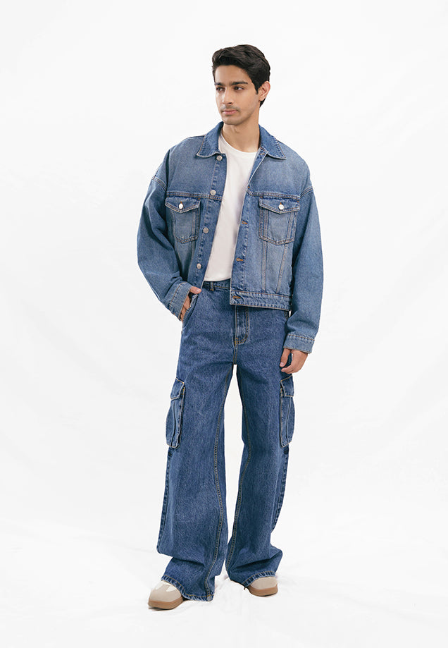 Basic Oversized Jacket - Denim Blue