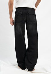 Technical Wide Leg Jeans - Black