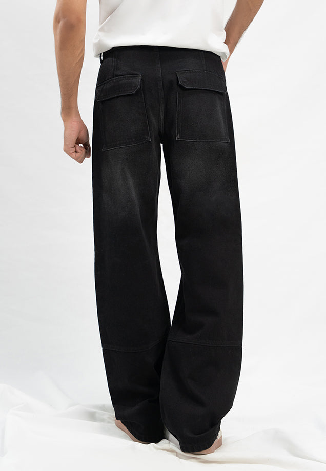Technical Wide Leg Jeans - Black